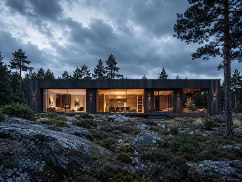 Visualización de una cabaña usada para un artículo de journal sobre flujos arquitectónicos